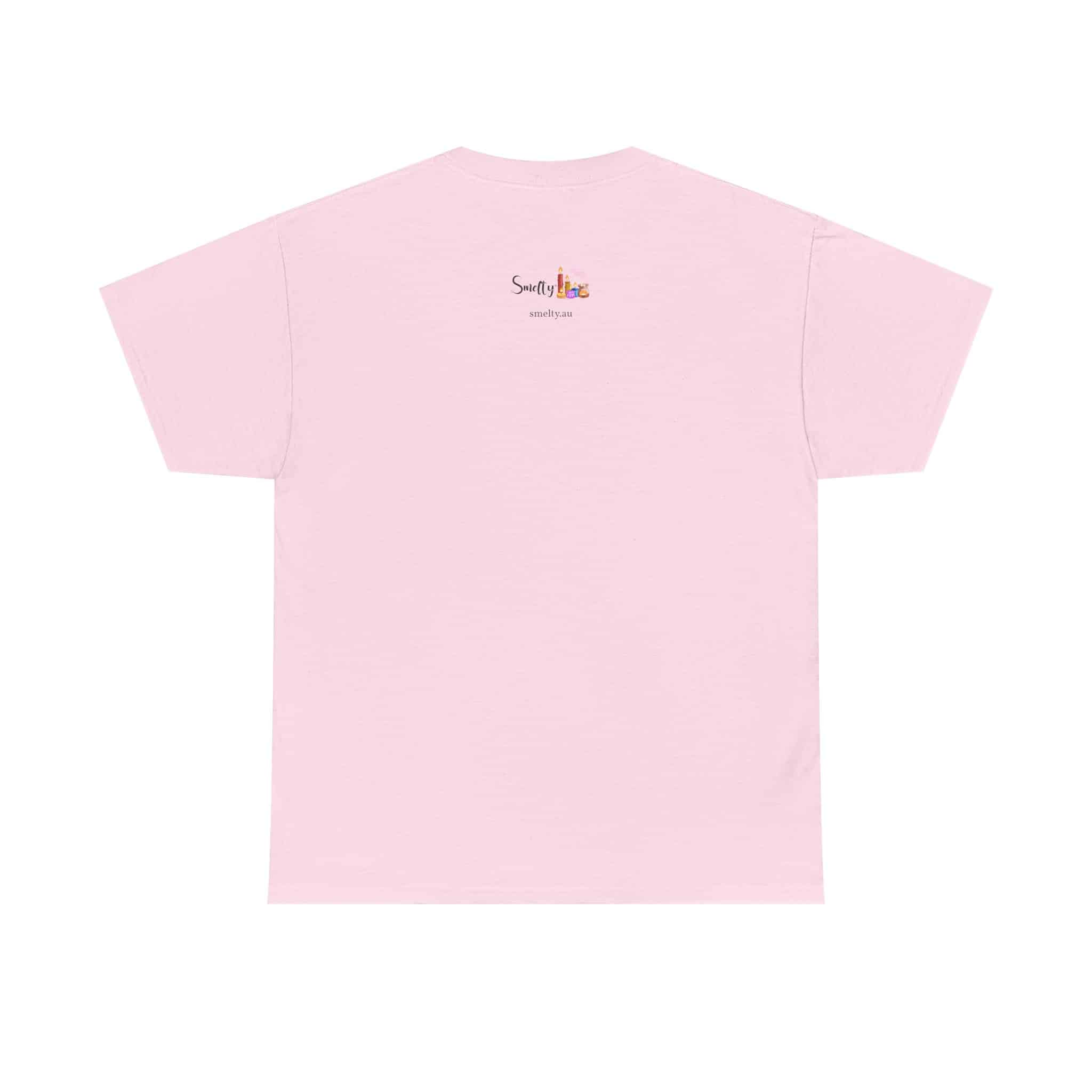 Peace, Love &Amp; Soy Wax Unisex Heavy Cotton Tee 26 Pink T-Shirt With Logo On Back