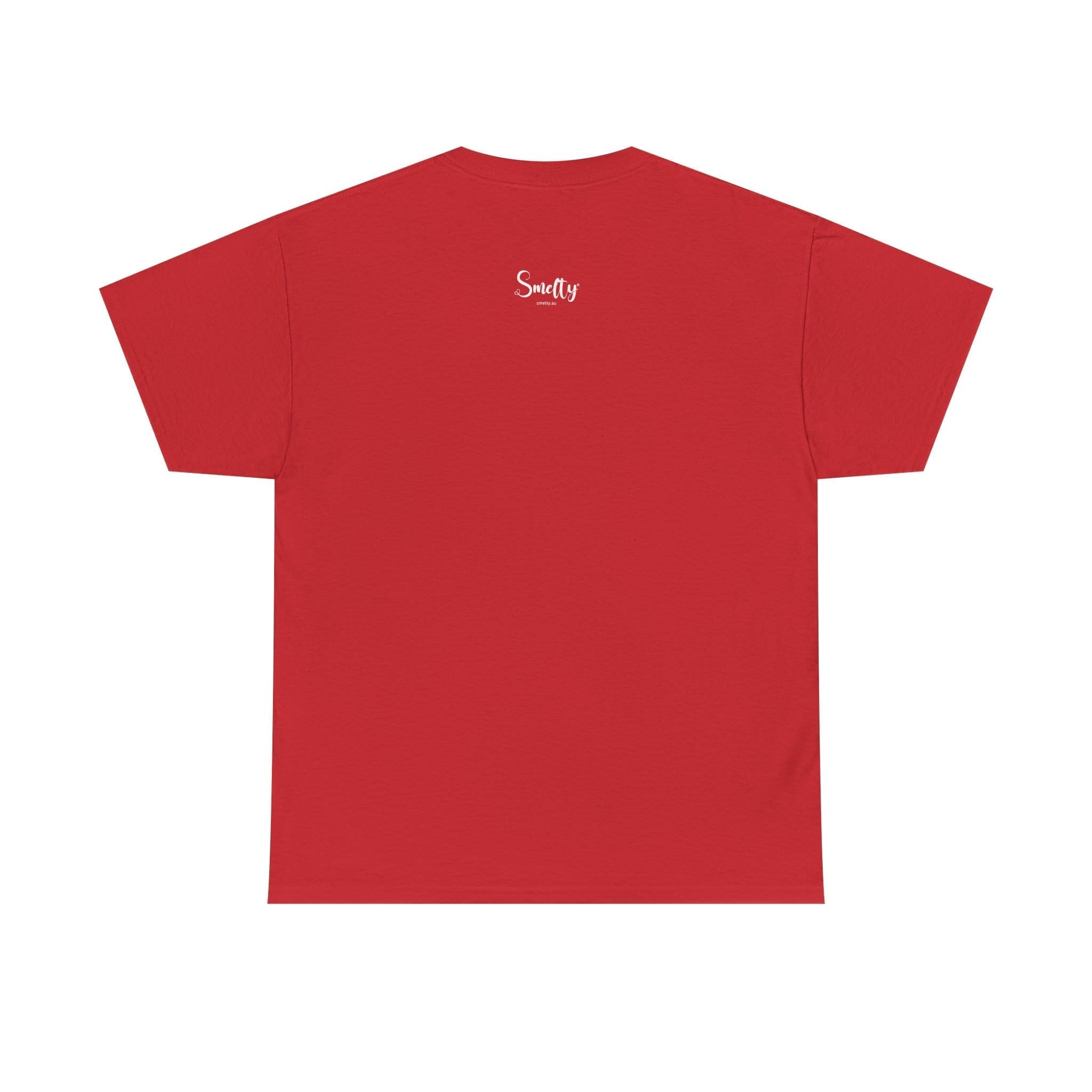 Addicted To Wax Unisex Heavy Cotton Tee 30 Red T-Shirt With 'Smelly' Logo