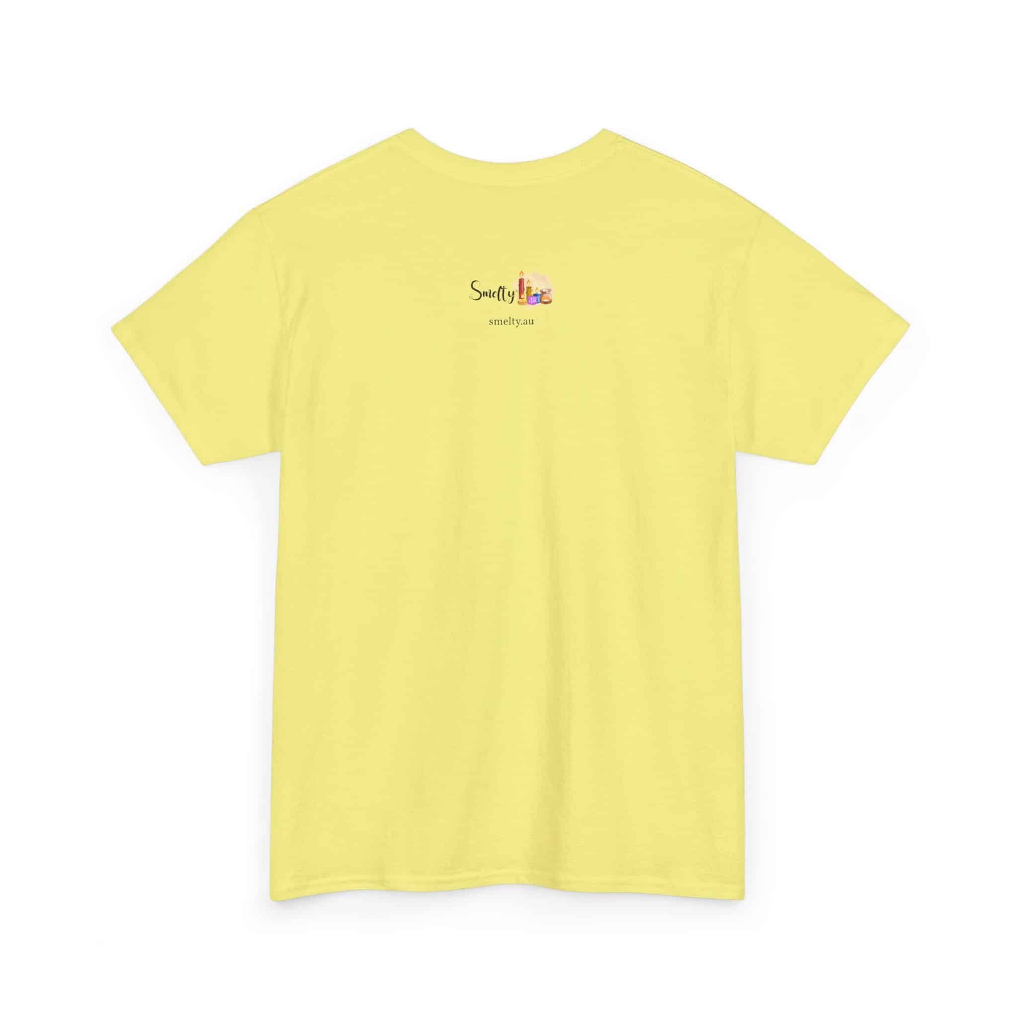 Peace, Love &Amp; Soy Wax Unisex Heavy Cotton Tee 16 Bright Yellow T-Shirt With Logo