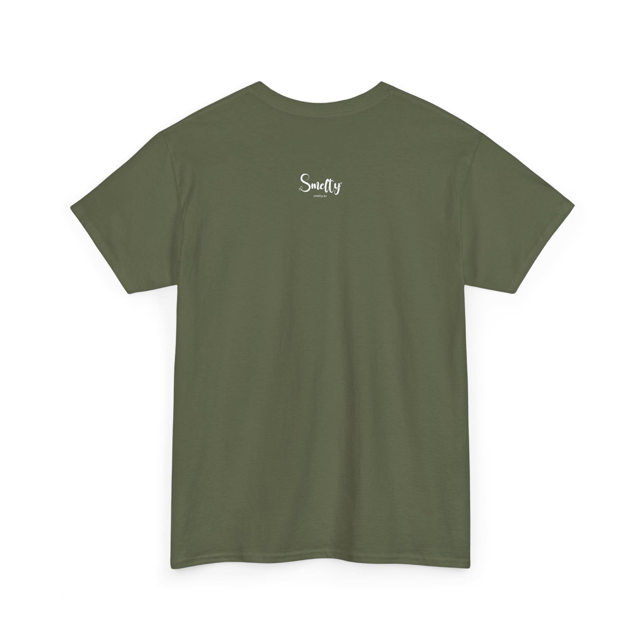 Addicted To Wax Unisex Heavy Cotton Tee 12 Plain Olive Green T-Shirt, Back View