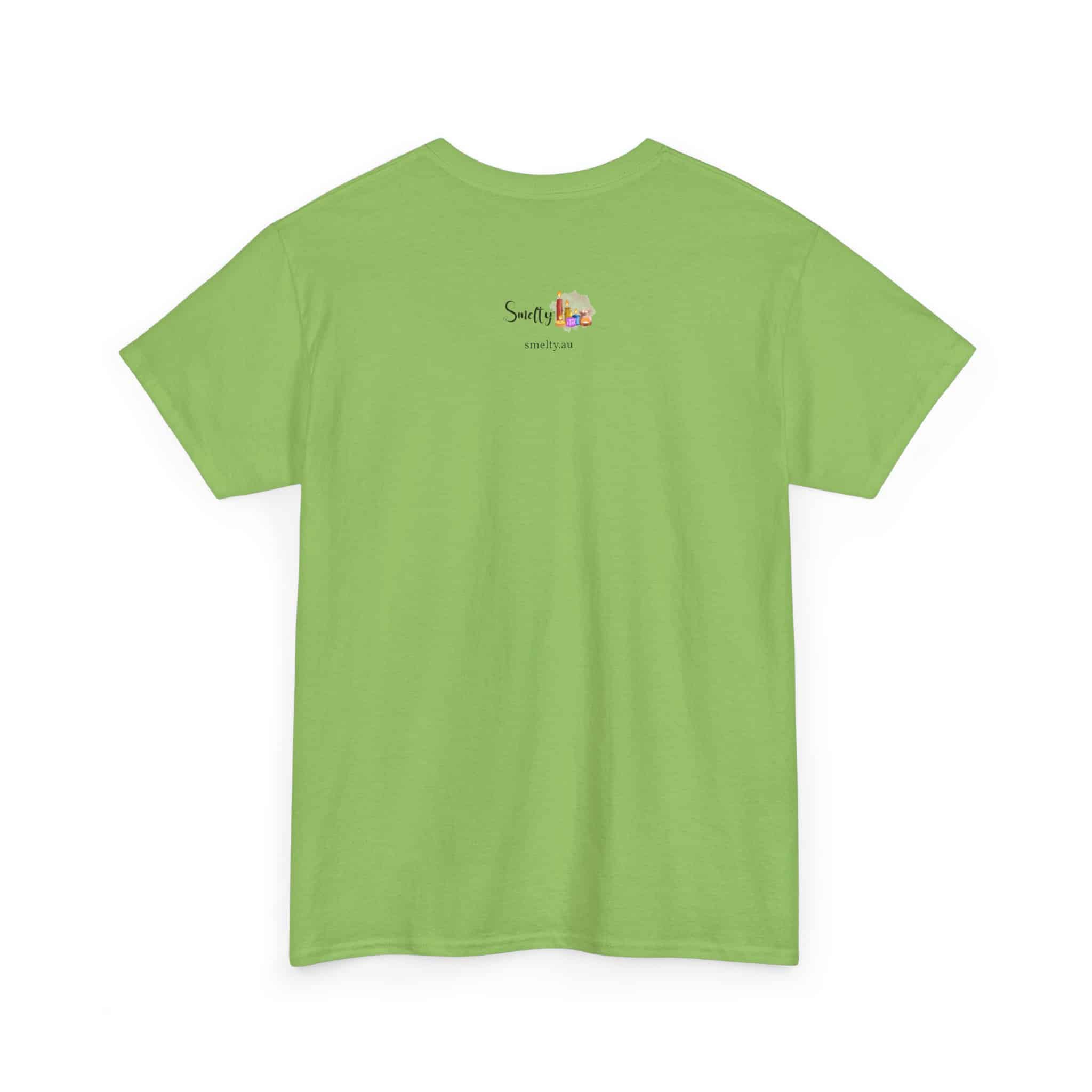 Peace, Love &Amp; Soy Wax Unisex Heavy Cotton Tee 20 Green T-Shirt With Logo On Back