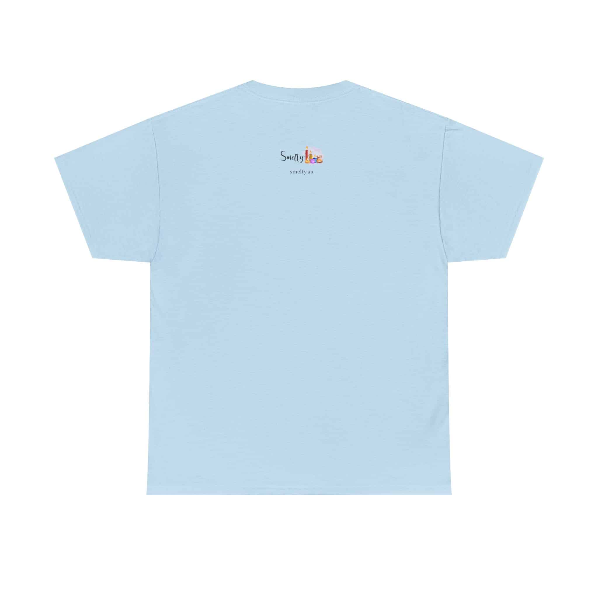 Peace, Love &Amp; Soy Wax Unisex Heavy Cotton Tee 22 Light Blue T-Shirt With Logo