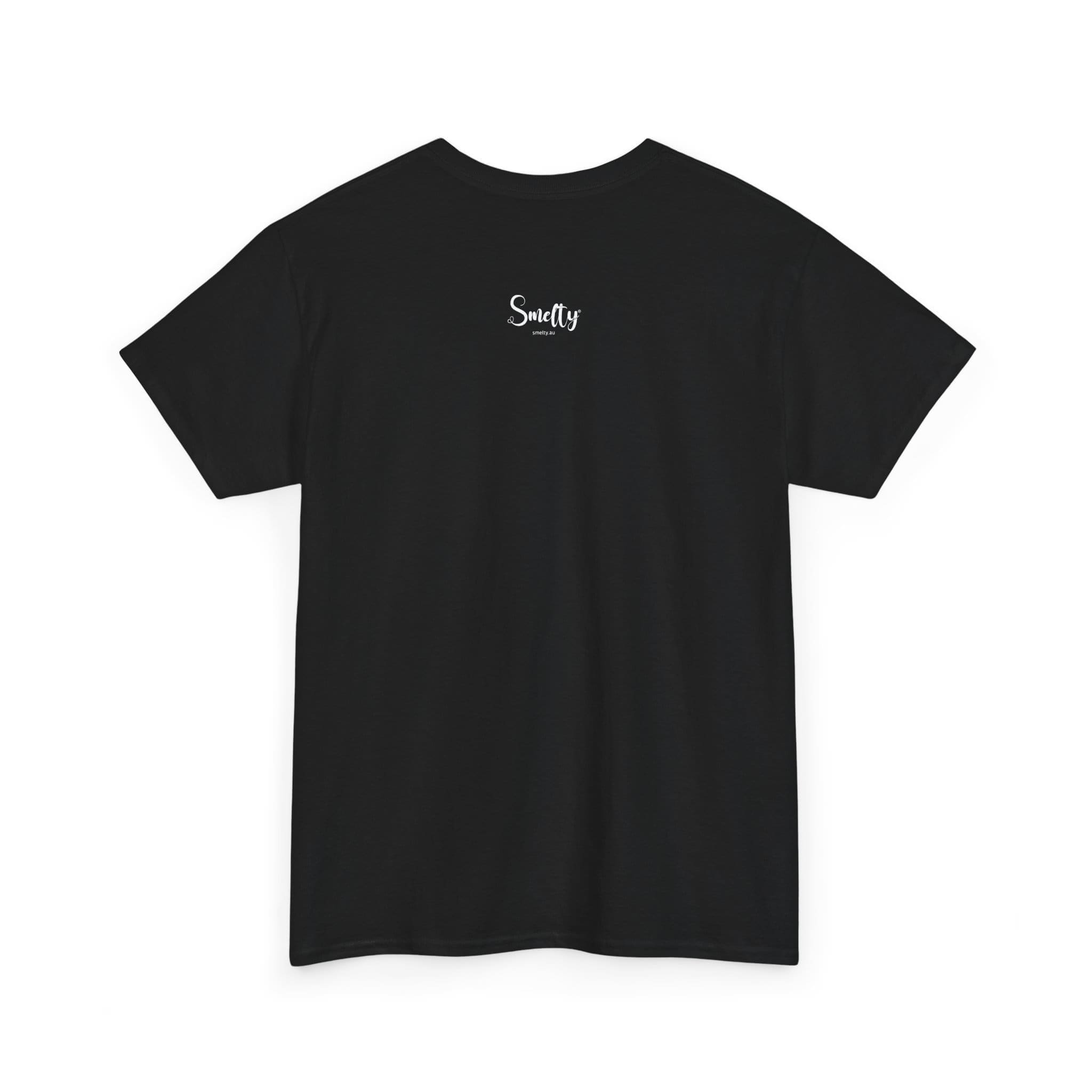 Addicted To Wax Unisex Heavy Cotton Tee 4 Black T-Shirt With 'Smelly' Logo