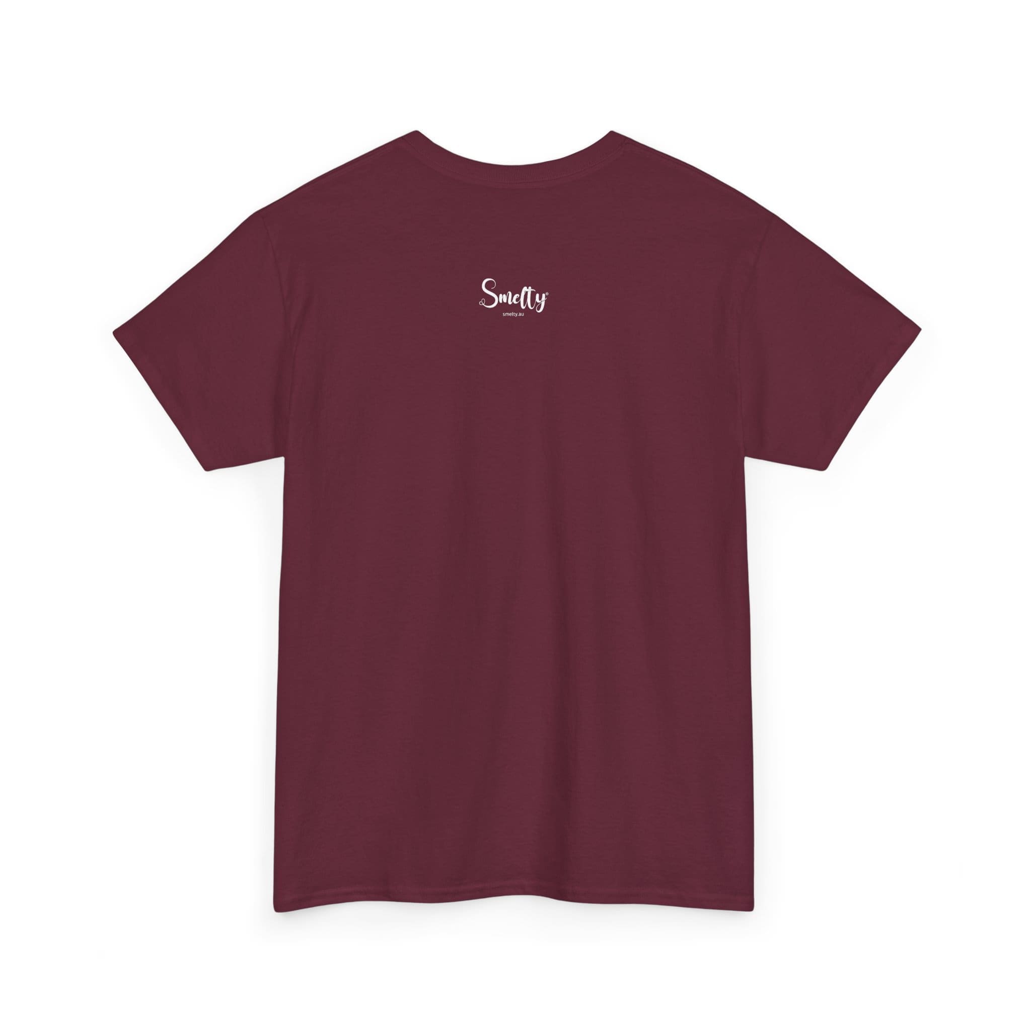 Addicted To Wax Unisex Heavy Cotton Tee 8 Maroon T-Shirt With 'Smelly' Logo