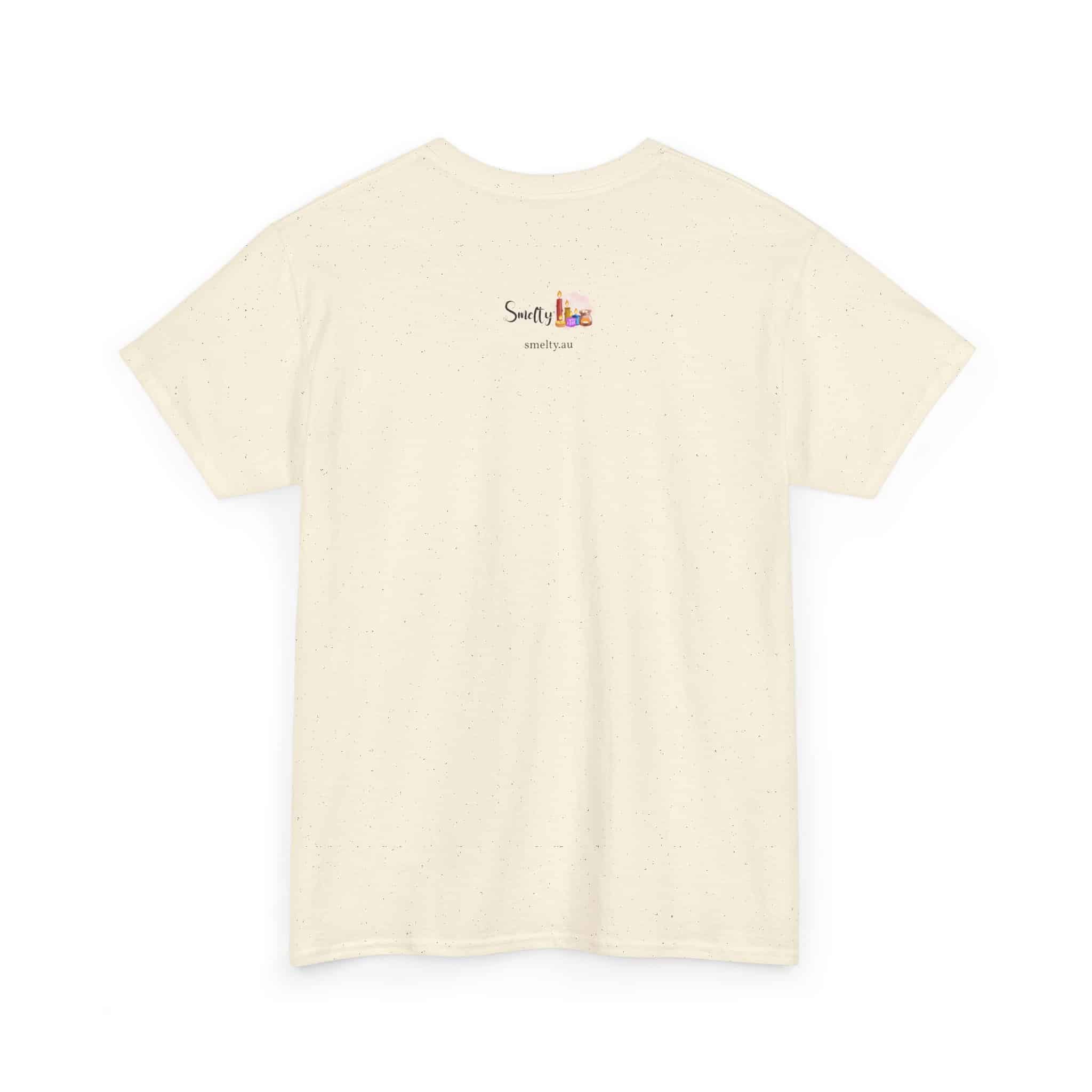 Peace, Love &Amp; Soy Wax Unisex Heavy Cotton Tee 12 Cream T-Shirt With Colourful Logo.