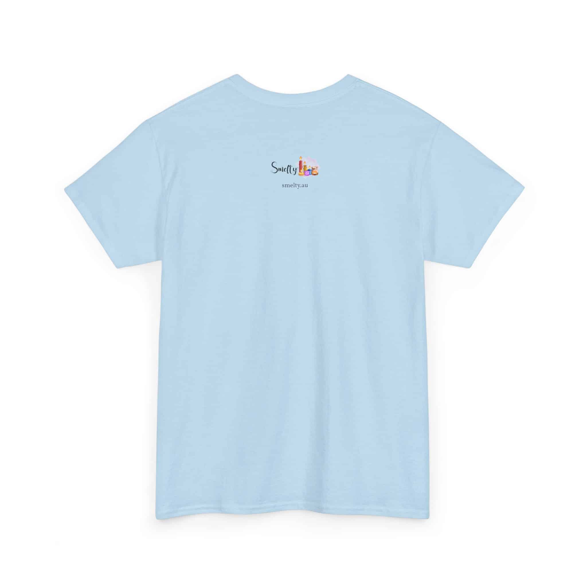 Peace, Love &Amp; Soy Wax Unisex Heavy Cotton Tee 24 Light Blue T-Shirt With Logo