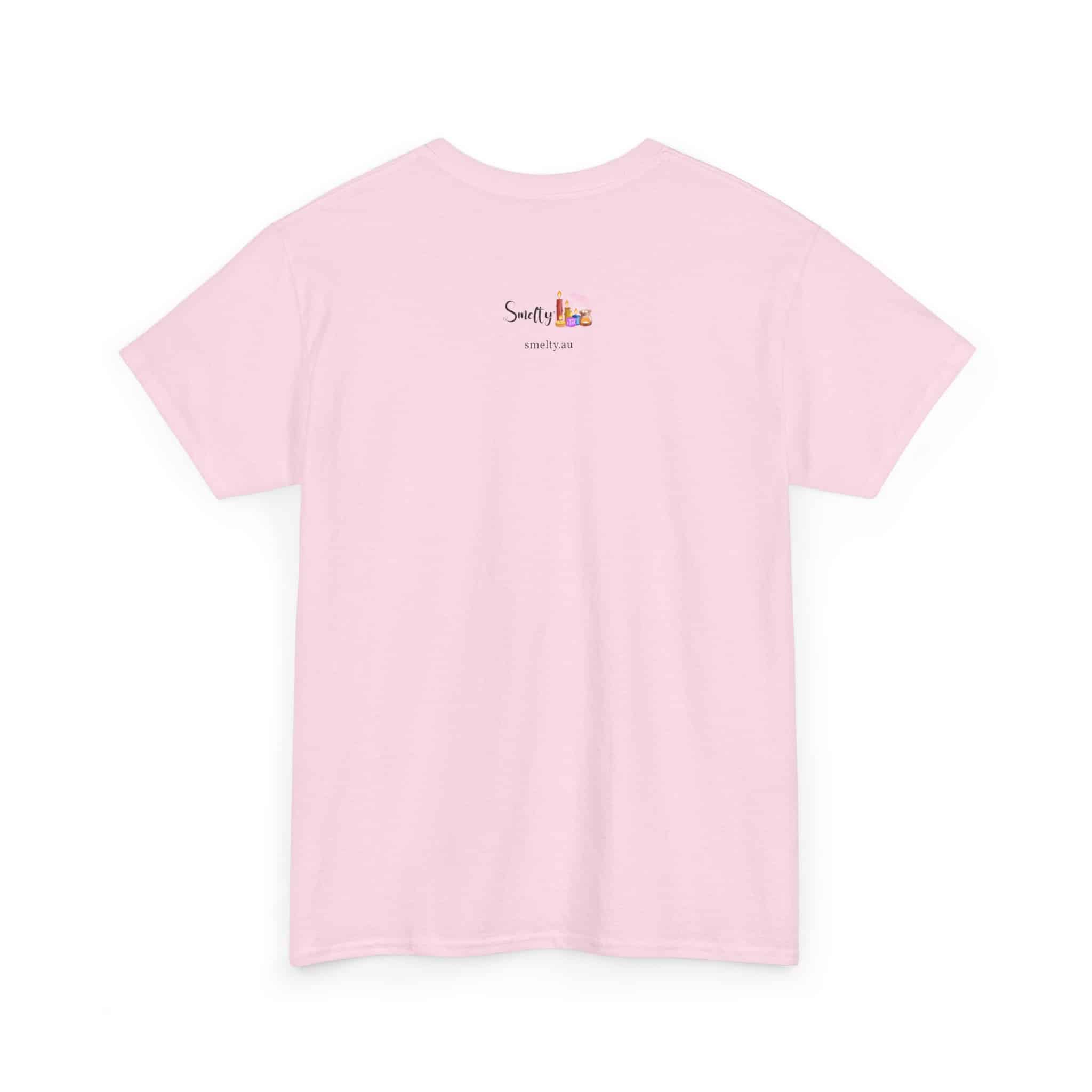 Peace, Love &Amp; Soy Wax Unisex Heavy Cotton Tee 28 Pink T-Shirt With Logo On Back