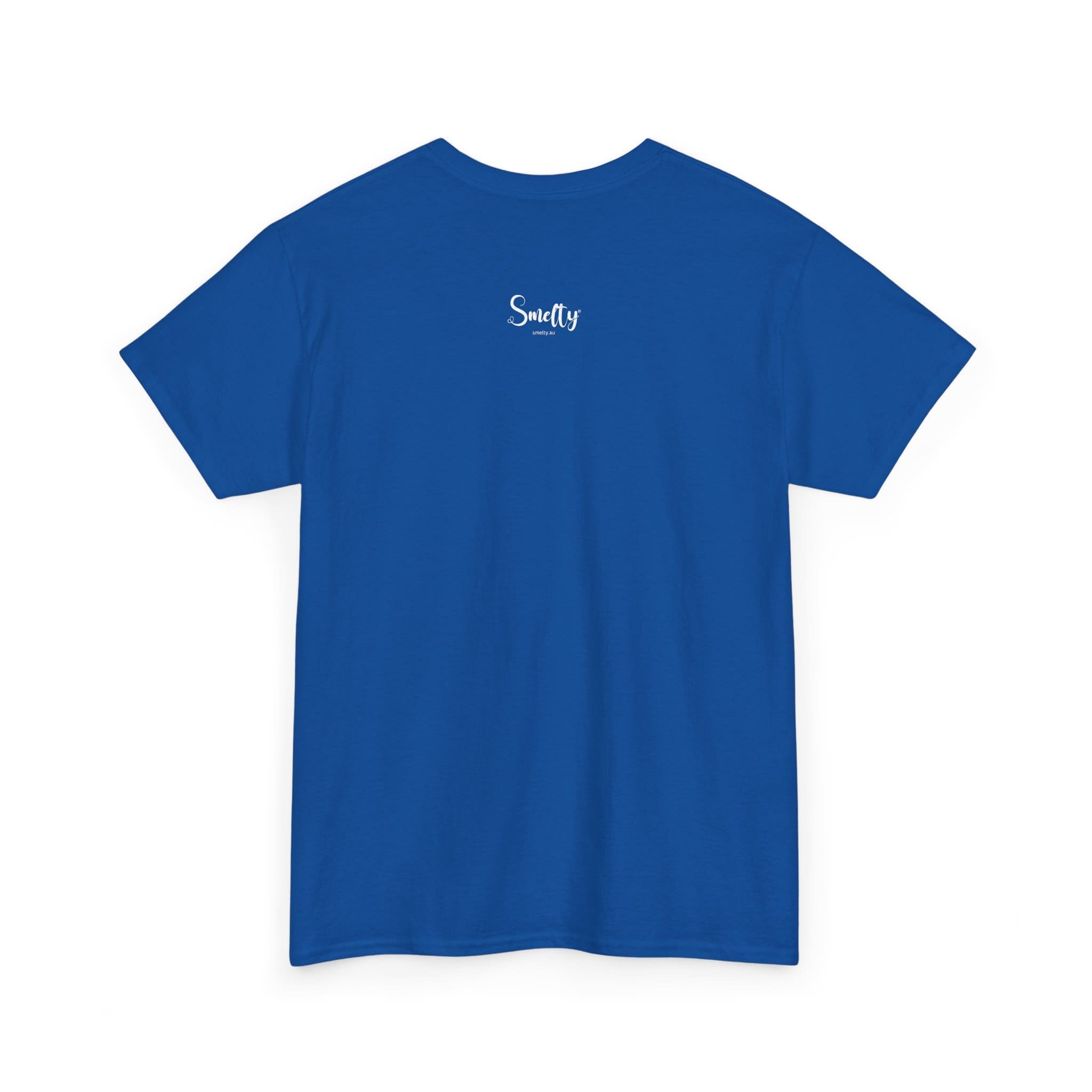 Addicted To Wax Unisex Heavy Cotton Tee 20 Blue T-Shirt With 'Smelly' Text