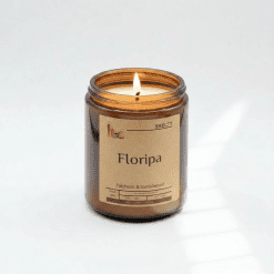 Scented candle with earthy fragrance
