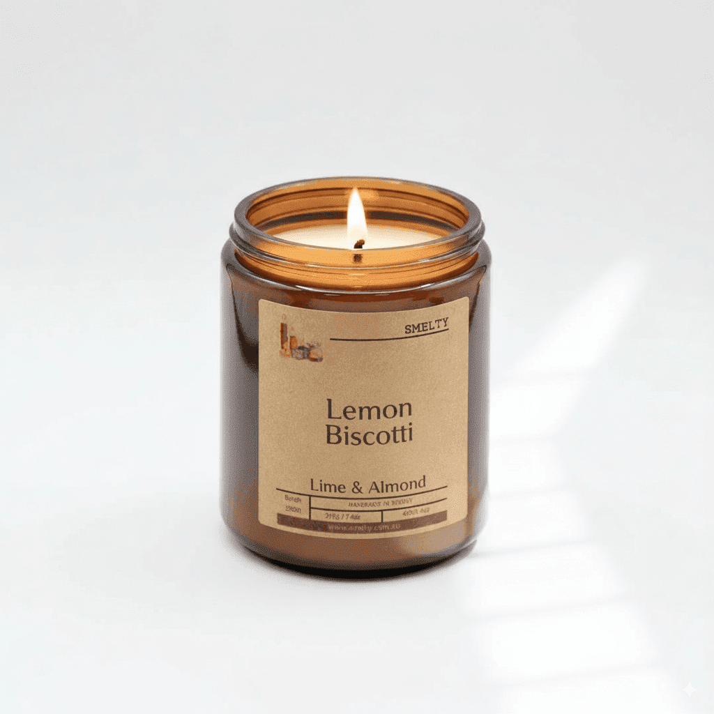 Lemon Biscotti - Lime &Amp; Almond 1 Amber Jar Candle With Lemon Scent