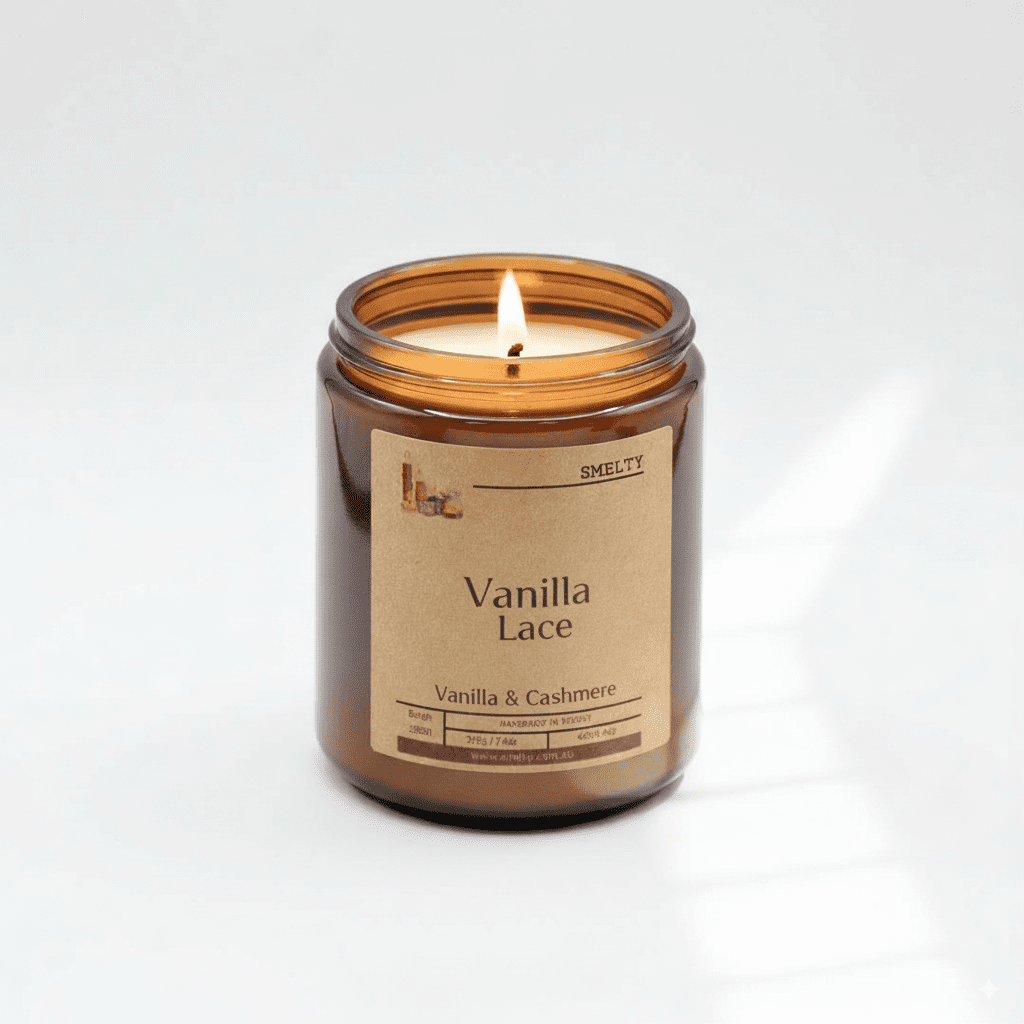 Vanilla Lace - Vanilla &Amp; Cashmere 1 Scented Candle In Amber Glass Jar