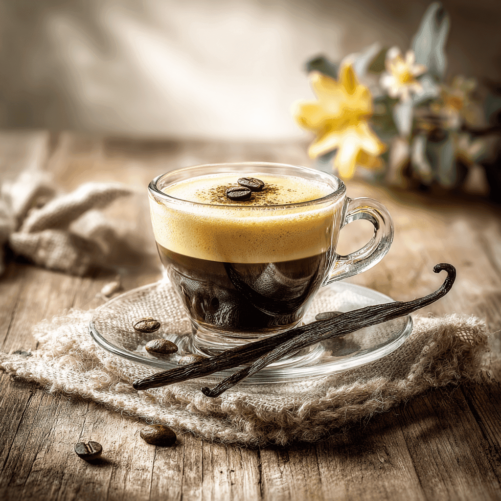Macchiato - Coffee &Amp; Vanilla 2 Macchiato Coffee Candle With Espresso Cup And Milk Foam On Saucer With Vanilla Flower
