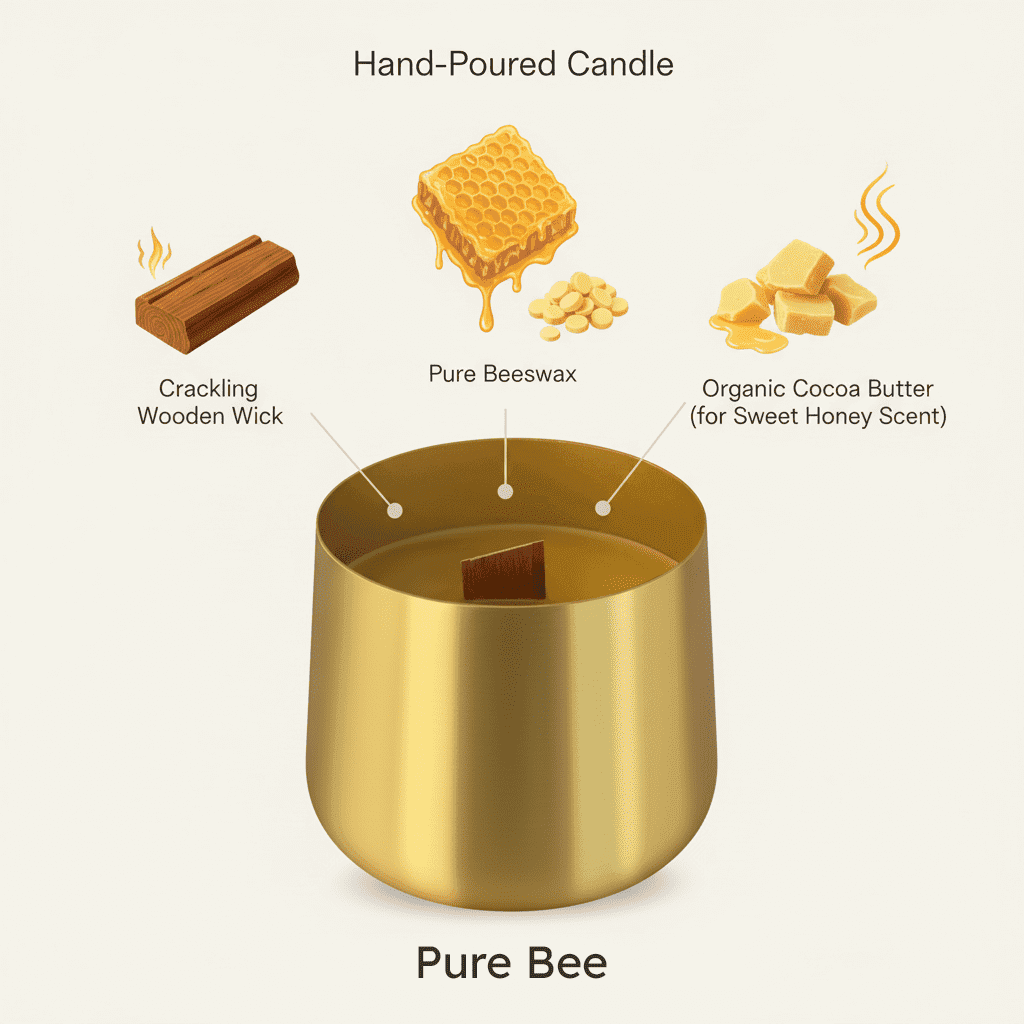 Natural Beeswax Candle 2 Luxurious Beeswax Candle With Wooden Wick